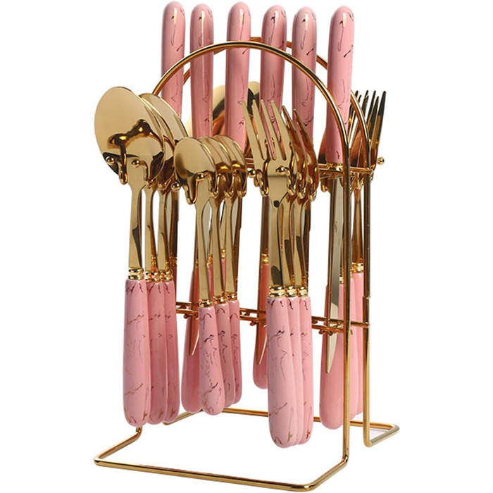 Набір столових приборів з 24 предметів, на 6 осіб, рожевий Justup