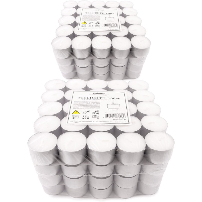 Чайні свічки pajoma, білі Чайні свічки без запаху Час горіння 8 годин - воскова вага 20 г, 25 x 38 мм Кейтеринг, весілля, декорування, святкування, відпочинок, 100 шт. (1 упаковка) (Без запаху, 100 шт. (2 упаковки))