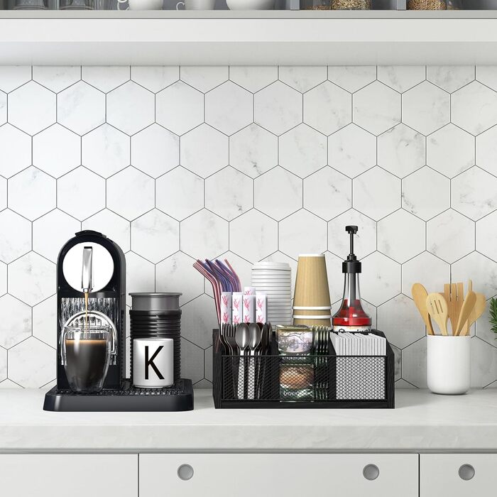 Органайзер для кофейных аксессуаров, снеков, столовых приборов, канцелярии с 5 отделениями, деревянный, черный NOVIMANGO