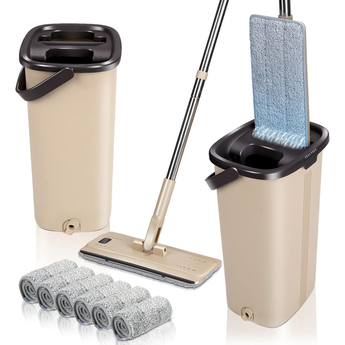 Набор швабр и ведром 140 см кремовый Masthome