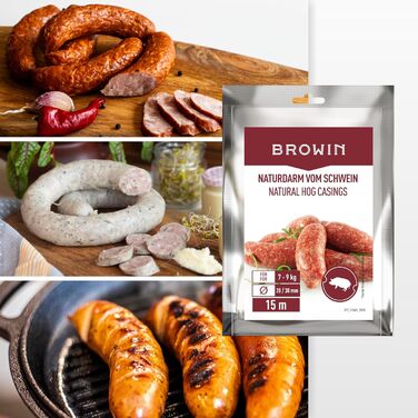 Натуральна оболонка для ковбас Натуральна оболонка вищого сорту для домашньої ковбаси, ялівцевої ковбаси, білої ковбаси, сардельки (калібр 18/20 мм, 91 метр, овеча оболонка)