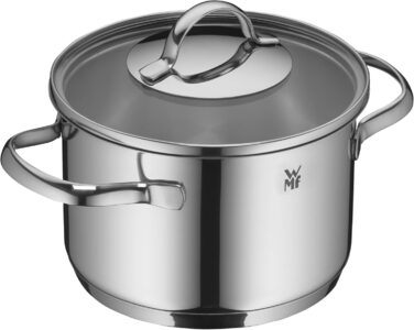Набір індукційних каструль WMF Aparto Advantage Pot Set зі скляною кришкою, полірована нержавіюча сталь Cromargan, без покриття, можна мити в посудомийній машині (набір каструль) (16 см)