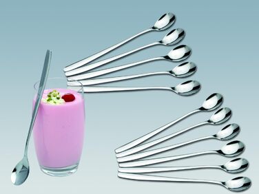 Набір з 12 довгих ложок для напоїв з нержавіючої сталі  19 см c|h|g