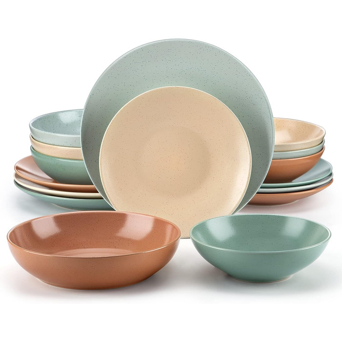 Столовий сервіз з керамограніту, ванкассо 32 шт. Карстовий комбінований сервіз з фаянсу, набір посуду у вінтажному вигляді на 4-12 осіб (Сабіна-м, посуд на 4 особи)
