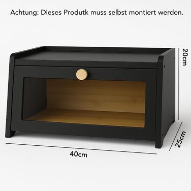 Хлібниця з бамбук 40 х 25 х 20 см чорний Cookery