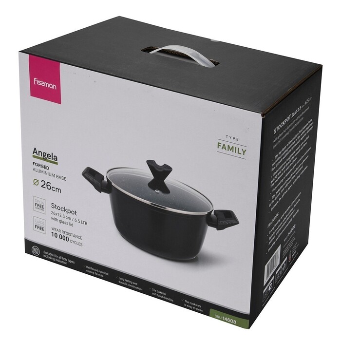 Каструля зі скляною кришкою 26 см 6,5 л ANGELA Fissman