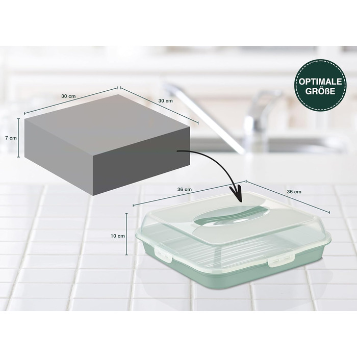 Коробка для транспортування торта з кришкою, капюшоном і ручкою. Коробка для зберігання, контейнер для торта, тарілка для торта, контейнер для торта, коробка для торта, тарілка для торта, начинка для торта, дзвіночок для торта - (темно-зелений, квадратний