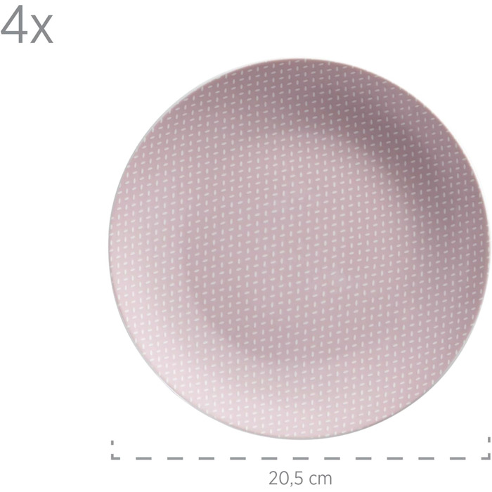 Набор посуды MSER 931566 Kitchen Time II на 4 персоны, 16 шт. Комбинированный сервиз с тонким рисунком, фарфор (розовый)