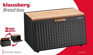 Хлібниця дерев'яна з нержавіючої сталі чорний 35,5 х 21,5 х 20 см Klausberg