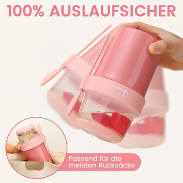 Набір з 2 стаканчиків для пластівців 870 мл з ложкою, синій/рожевий Bugucat