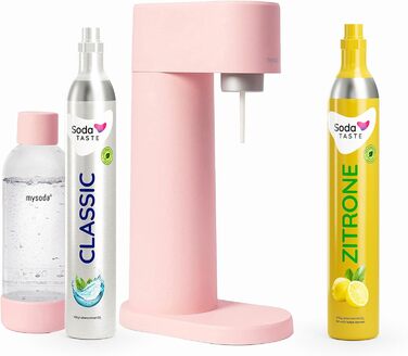 Набір для газування води, 4 предмети, класик + лимон, рожевий Mysoda Woody SodaTASTE