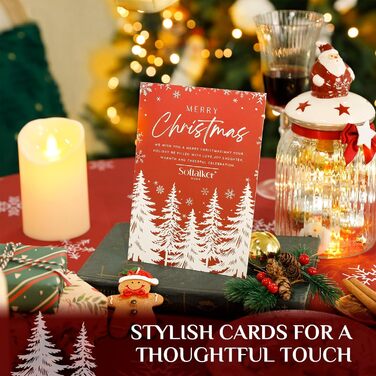 Велика різдвяна скатертина Softalker, яку можна прати, 300x150 см, сучасні різдвяні скатертини зі сніжинками та ялинковим мотивом для різдвяної вечері, сімейного свята, новорічної ночі, вулиці, кухні (180 см (кругла), червона)