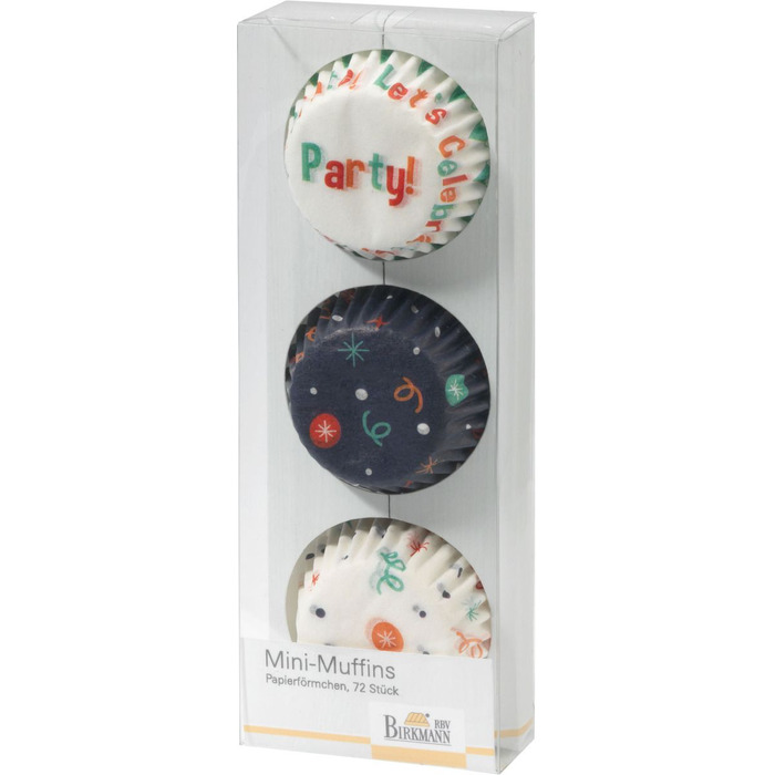 Набір форм для випічки міні-маффинов, 72 шт, 4,5 см, білий / синій, Happy Birthday RBV Birkmann