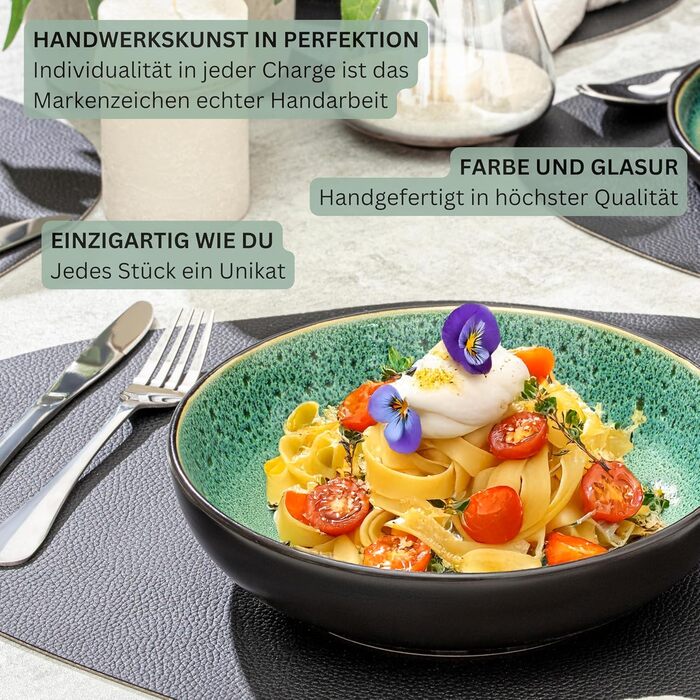 Кам&39яні миски для пасти 6 предметів, набір мисок для пасти на 6 осіб, набір мисок можна мити в посудомийній машині та мікрохвильовій печі, велика багатофункціональна миска темно-сірого кольору 750 мл VALUE COLLECTION (Greenwich, набір посуду з 24 предме