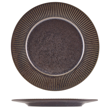 Тарілка 29 см, Terra Porcelain Black Fluted, GenWare