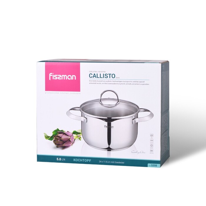 Кастрюля со стеклянной крышкой 24 см 5 л CALLISTO Fissman