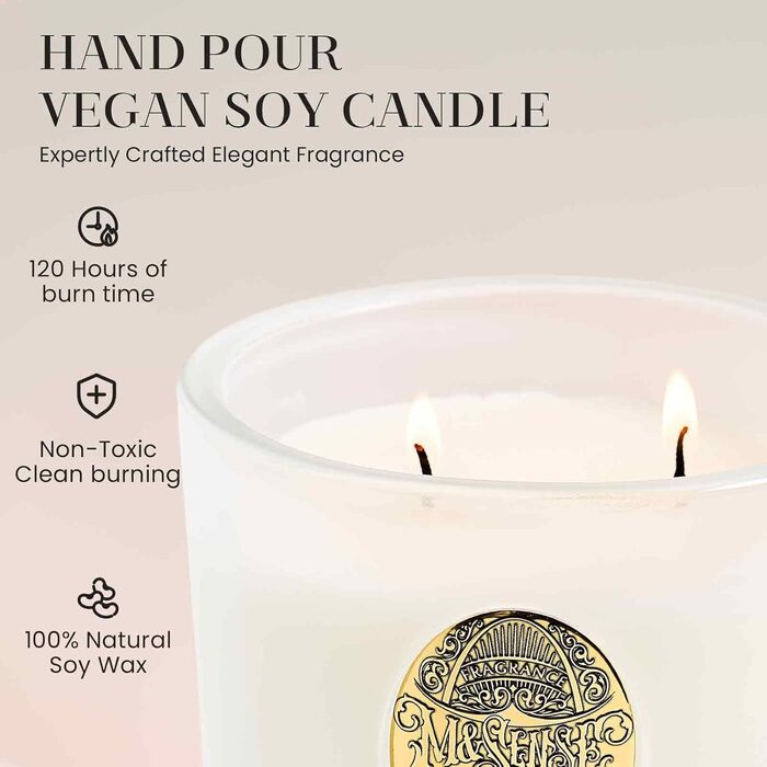 Ароматна свічка M&SENSE Лісова хатина, ароматичні свічки у склянці, натуральна соєва свічка, час горіння 55 годин, подарункові свічки для жінок та чоловіків, подарункова свічка (ванільна мрія, 560 г)