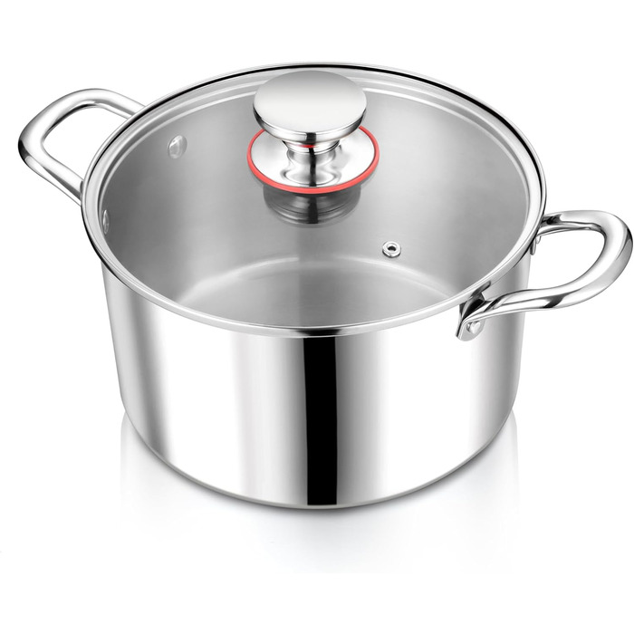 Каструля 3,3 л з нержавіючої сталі зі скляною кришкою 20 см Herogo