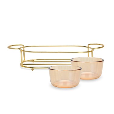 Мінажниця Fissman 26x10,5x5,7 см на металевій підставці 2 секції по 240 мл скло (16390)