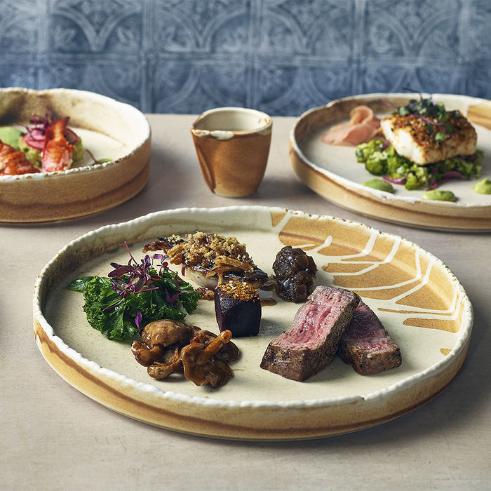 Презентаційна тарілка з бортиком 28*h 2.9 см, Terra Porcelain Roko Sand, GenWare