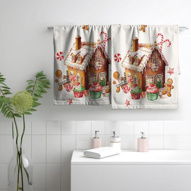 Різдвяні кухонні рушники Kwlegh, рушник для рук, рушник для пальців у формі різдвяної ялинки з цукерками та сніжинками, набір з 2 шт. , банний рушник для милих чоловіків, високопоглинаючі рушники, 36 x (пряниковий будиночок на Різдво)
