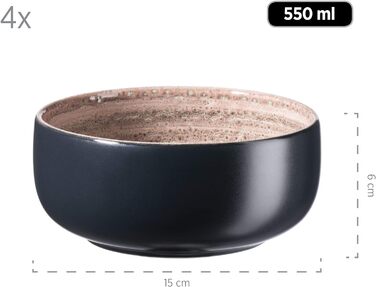 Набор посуды с ручной росписью MSER серии 931743 Spicy Market на 4 персоны в средиземноморском винтажном дизайне, комбинированный сервиз из 16 предметов из керамики, розового цвета, керамогранита