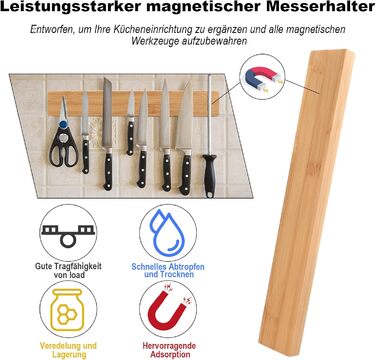 Магнітний тримач для ножів з бамбука 40 см Herboom