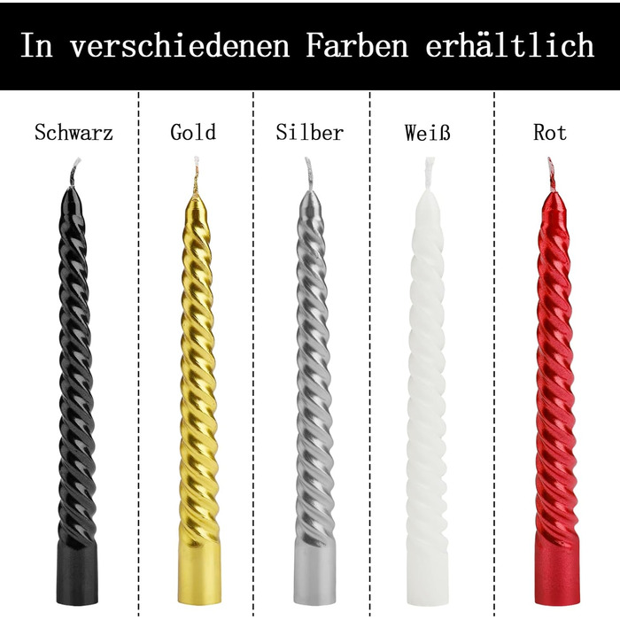 Набір з 4 конічних спіральних свічок 2 x 20 см, білий Bolosa