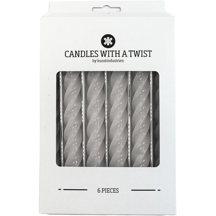 Свічки з крученим конусом, виготовлені в Італії, доступні 25 кольорів, лаковані настільні свічки, спіральні свічки з тривалим часом горіння 5 годин, декоративні свічки, 6 шт. , 2,2 x 21 см (світло-сірі)