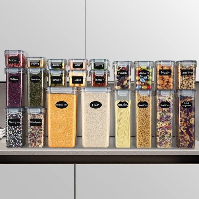 Контейнери для зберігання продуктів Hibisaws, 12 предметів, з кришками, контейнери для заморожування, коробки для продуктів, без BPA та 100 герметичні, прозорі, 6 x 1 л та 6 x 0,5 л, коробки для приготування їжі, набір Tupperware (22)