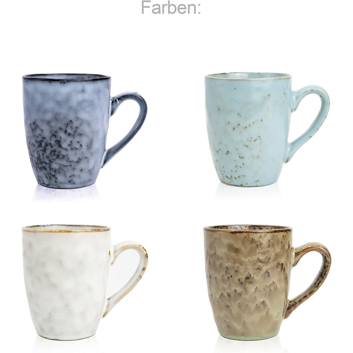 Набор кофейных кружек Singer Athens Набор кружек из 4 предметов для 4 керамических изделий, чайная кружка, расширяемая, с ручкой, повседневная, специальный завтрак, бранч, набор кружек на открытом воздухе Кофейная кружка 300 мл 4 шт.