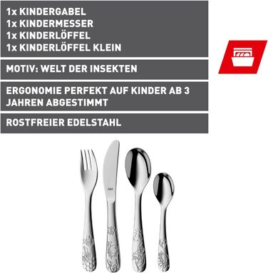 Набір дитячих столових приборів Silit Trend, 4 предмети, нержавіюча сталь, для дітей від 3 років, Cromargan полірований, універсальна упаковка