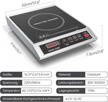Индукционная варочная поверхность 3500 Вт lecon chef