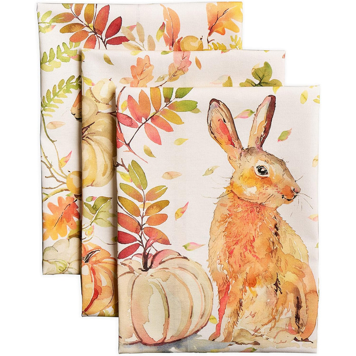 Набір з 3 багатоцільових кухонних рушників Maison d&39 Hermine Сільське Різдво зі 100 бавовни Барні рушники День подяки/Різдво (50 см x 70 см) (помаранчевий (ніжний) або нейтральний з помаранчевими акцентами)