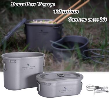 Титанова каструля для кемпінгу з надлегким ланч-боксом Boundless Voyage