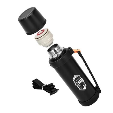 Термос Fissman 1500 мл колір чорний нержавіюча сталь (9869)