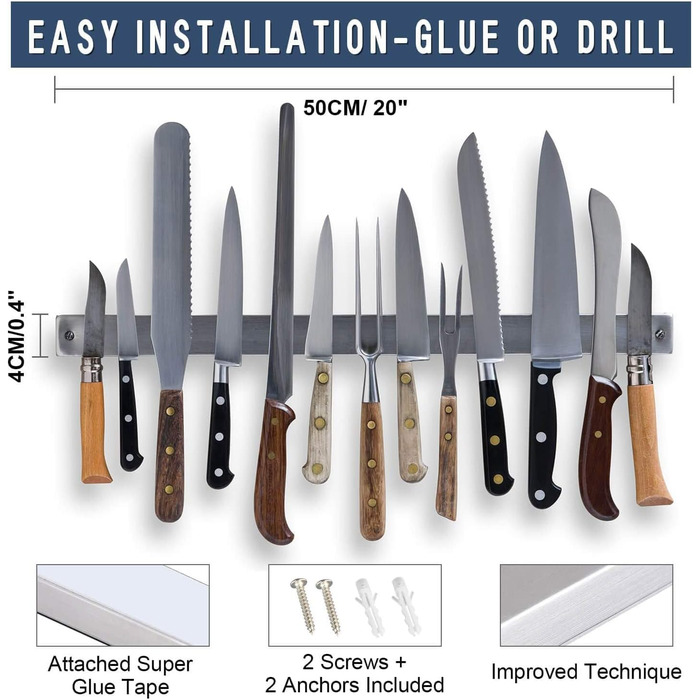 Магнітний тримач для ножів 50 см AidSci