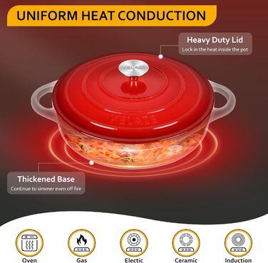 Чугунная кастрюля для выпечки хлеба 28 см, 3.5 л. Velaze