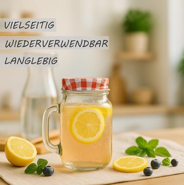 Набор из 6 стаканов для питья с крышкой 450 мл красный gouveo