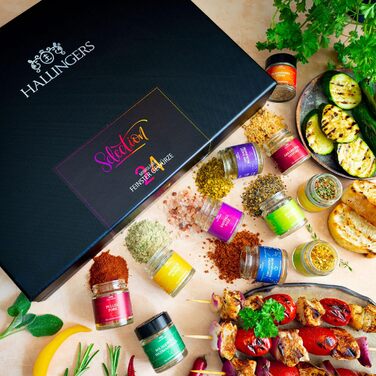 Класичний набір спецій Hallingers - 1 - Подарунковий набір спецій ручної роботи, 12 спецій з усього світу (Набір) - Літній подарунок та ідеальний подарунок для барбекю Подарунок для нової домівки &quotВітання та дружба&quot Класичні спеції., 12 спецій (73