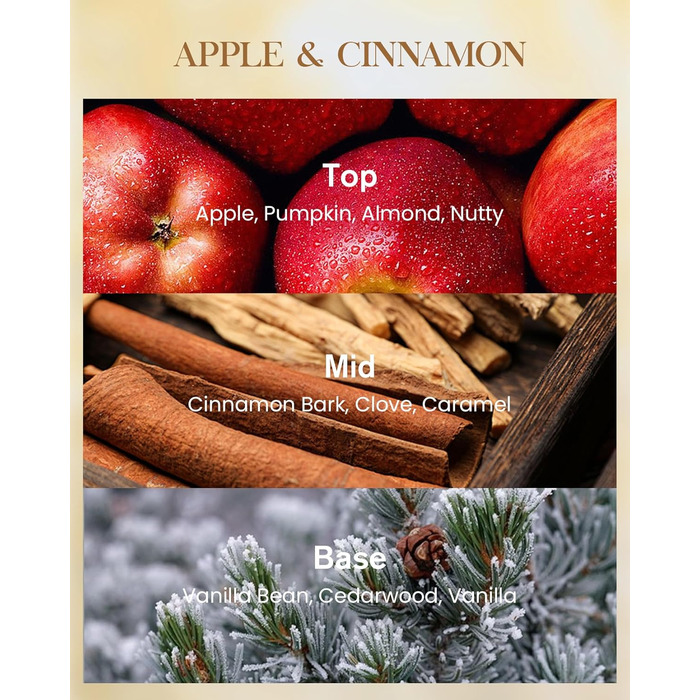 Ароматична свічка M&SENSE надзвичайно велика, час горіння 150 годин, натуральна ароматерапевтична свічка з 3 гнітами, сильний аромат, тривале горіння, подарункова свічка та прикраса для дому, подарунки для жінок (990 г, яблуко-кориця червона)