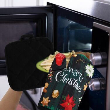 Різдвяний набір з 2 прихваток та 2 рукавичок для духовки, 4 предмети, зелений Cabilock