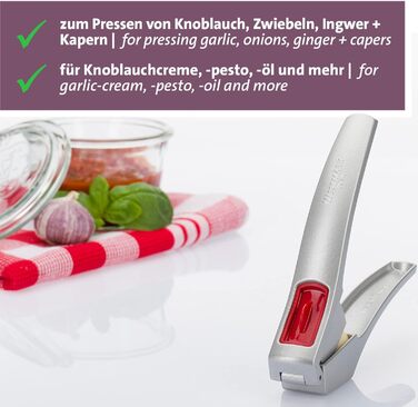 Прес для часнику Westmark - Premium Graphite Edition - з очисним елементом - не потребує очищення - для часнику, імбиру та інших - менше зусиль (Джозі)