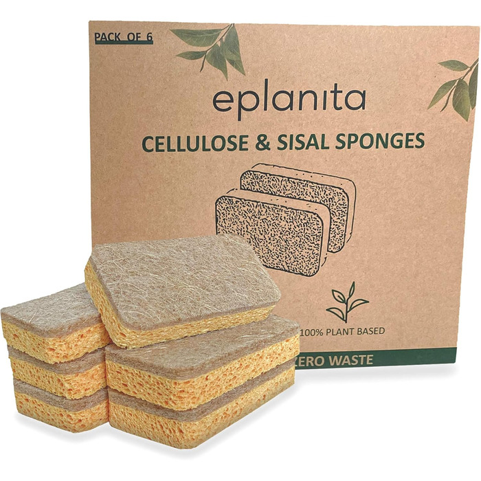 Набір натуральна целюлозна губка та сизалева губка 6 шт eplanita