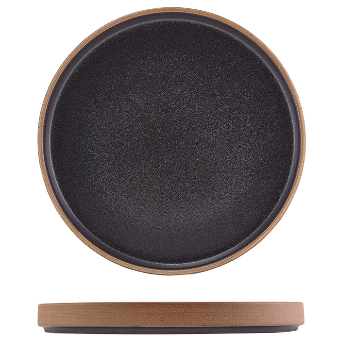 Тарілка презентаційна 25*2.5 см із низьким вертикальним бортом, Kava Black Stoneware Raw Wall, GenWare