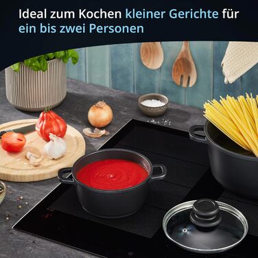 Каструля KHG з індукційним антипригарним покриттям, овочева каструля XXL, велика ємність, 10 літрів Чорний алюміній зі скляною кришкою Міцні, цільні ручки Підходить для всіх плит (16 см)