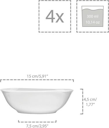 ПЕВЕЦ Белый столовый сервиз Bilgola, набор фарфоровой посуды из 30 предметов на 6 персон, набор тарелок округлого дизайна, обеденная тарелка (миски для хлопьев 6 шт.)