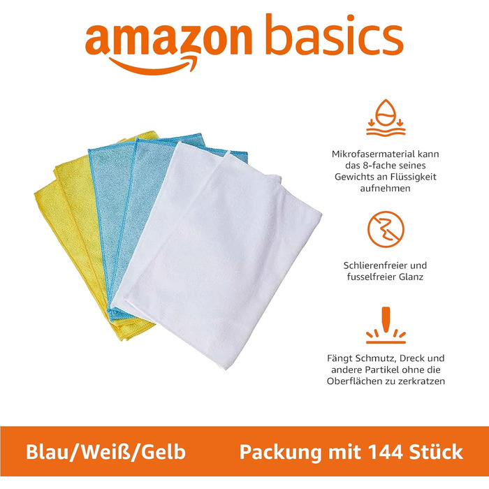 Салфетка для уборки из микрофибры 144 шт 30,5 x 40,6 см Amazon Basics