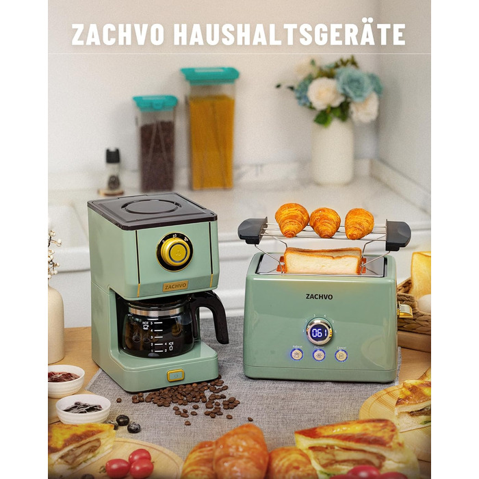 Тостер 850 Вт на 2 скибочки, зелений ZACHVO