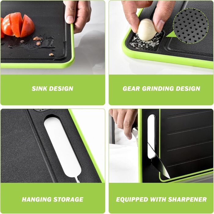 Дошка для розморожування та нарізання 31,1 х 21 см, чорний/зелений SMELEYOU